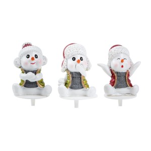 3 palillos de mueco de nieve (4 cm) - Plstico