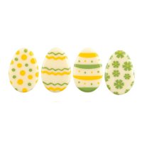 5 Mini Huevos de Pascua Planos Amarillo/Verde (3 cm) - Chocolate Blanco