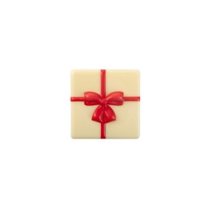 1 Plato de Regalo Lazo Rojo (4 cm) - Chocolate Blanco