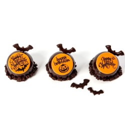 3 Discos Happy Halloween (5 cm) - Chocolate Blanco. n1