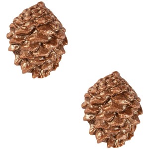 2 Pias de pino con purpurina dorada 2D (3,5 cm) - Chocolate