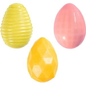 3 Huevos en Relieve 3D de Colores (3,8 cm) - Chocolate Blanco