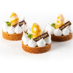 4 Huevos 3D Pequeos Rosa / Amarillo (3, 8 cm) - Chocolate Blanco. n1