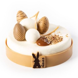 4 huevos pequeos con motivos 3D (3, 8 cm) - Chocolate y caramelo. n1