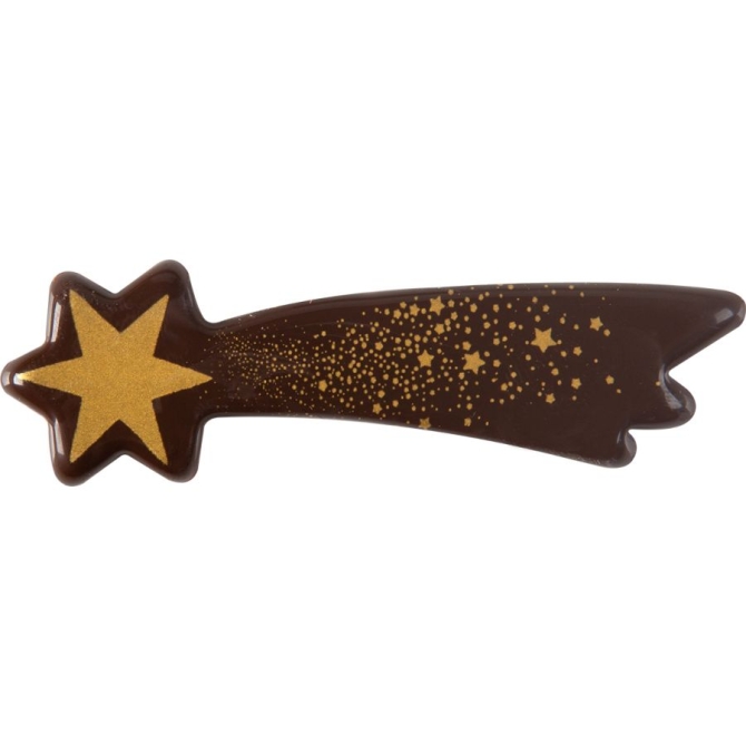 2 Estrellas Fugaces Doradas (6, 8 cm) - Chocolate Negro 