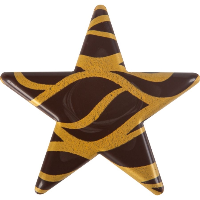 2 Estrellas Ola Doradas (5, 5 cm) - Chocolate Negro 