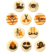 10 Mini Disques Halloween  2 cm - Chocolat Blanc