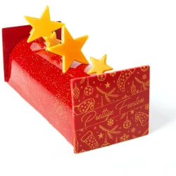 2 puntas para troncos Happy Holidays rojo / dorado 9 cm - Chocolate. n1