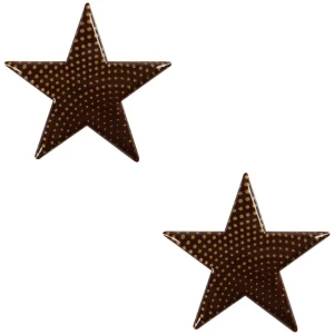 2 Estrellas Doradas de Lunares (5,5 cm) - Chocolate