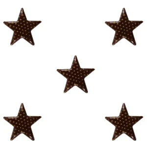 5 Estrellas Pequeas de Lunares Doradas (2,5 cm) - Chocolate