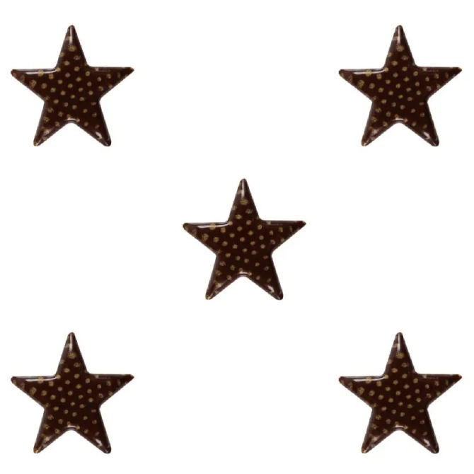 5 Estrellas Pequeas de Lunares Doradas (2, 5 cm) - Chocolate 