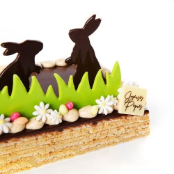 2 Conejos con Pas (10 cm) con Hierba (12 cm) - Chocolate Negro. n1