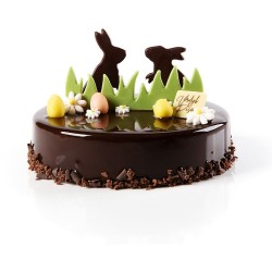 2 Conejos con Pas (10 cm) con Hierba (12 cm) - Chocolate Negro. n2