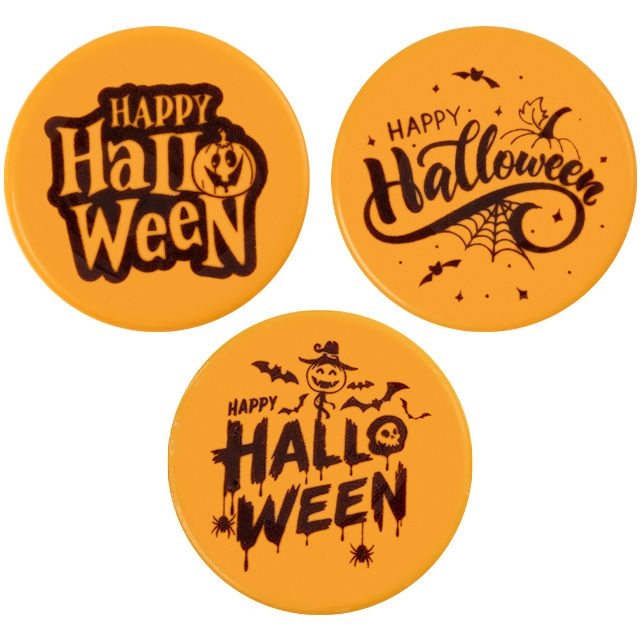 3 Mini discos de Halloween  5 cm - Chocolate blanco 