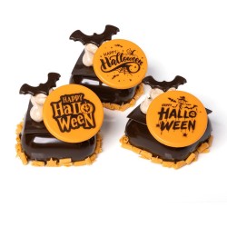 3 Mini discos de Halloween  5 cm - Chocolate blanco. n1