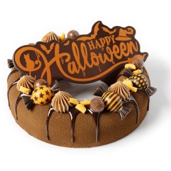 Placa grande Happy Halloween 15 cm - Chocolate negro. n1