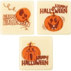 5 Plaquetas Calabaza Feliz Hallowwen 3 cm - Chocolate Blanco