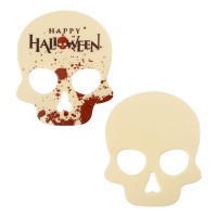 1 Calavera grande Happy Halloween grande (13,5 cm) - Chocolate blanco