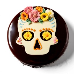 1 Calavera Happy Halloween grande (13, 5 cm) - Chocolate blanco. n1