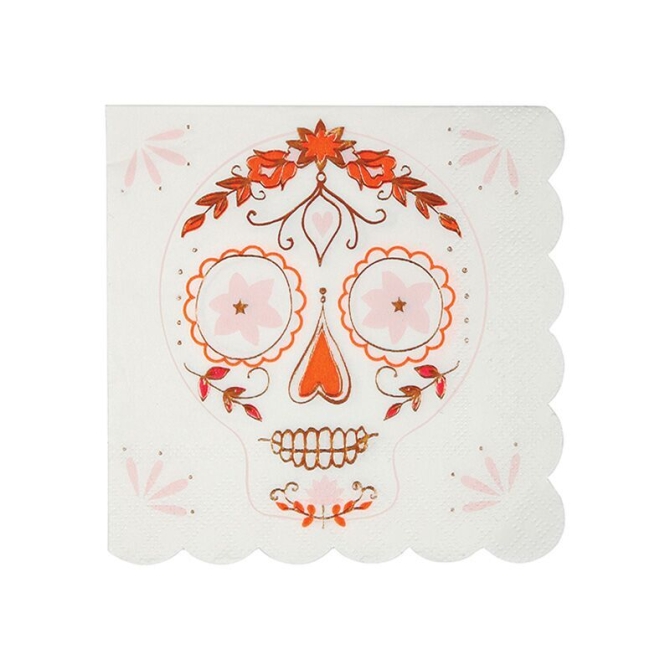 16 Servilletas Pequeas Calavera Fantasa 