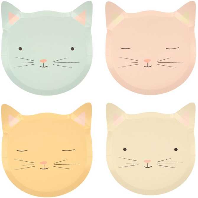 8 Platos Pastel Gato 