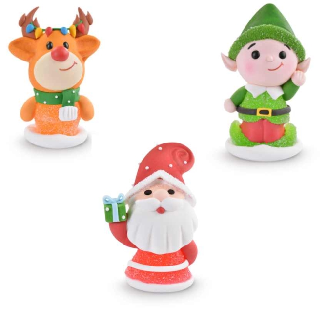 3 Figuritas de Navidad (5, 5 cm) - Azcar  /  Azcar escarchado 