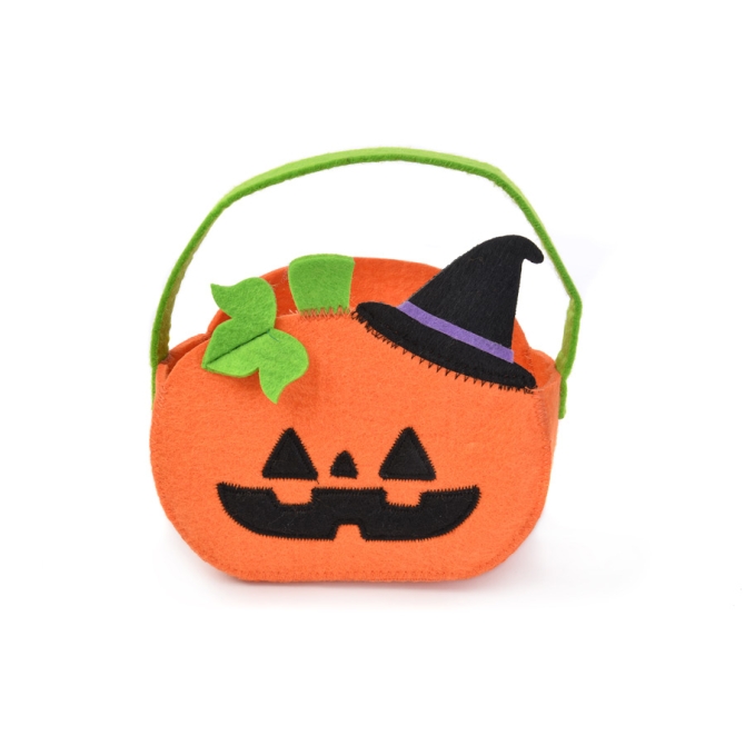 Bolsa Cesta Calabaza Halloween (15 cm) - Fieltro 