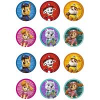 12 pegatinas de galletas Paw Patrol (5,8 cm) - Azcar