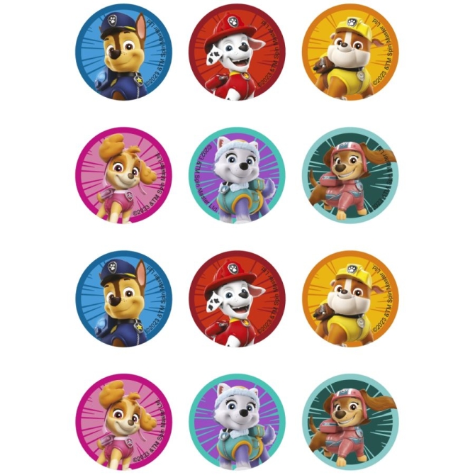 12 pegatinas de galletas Paw Patrol (5, 8 cm) - Azcar 