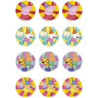 12 pegatinas de galletas Peppa Pig (5,8 cm) - Azcar