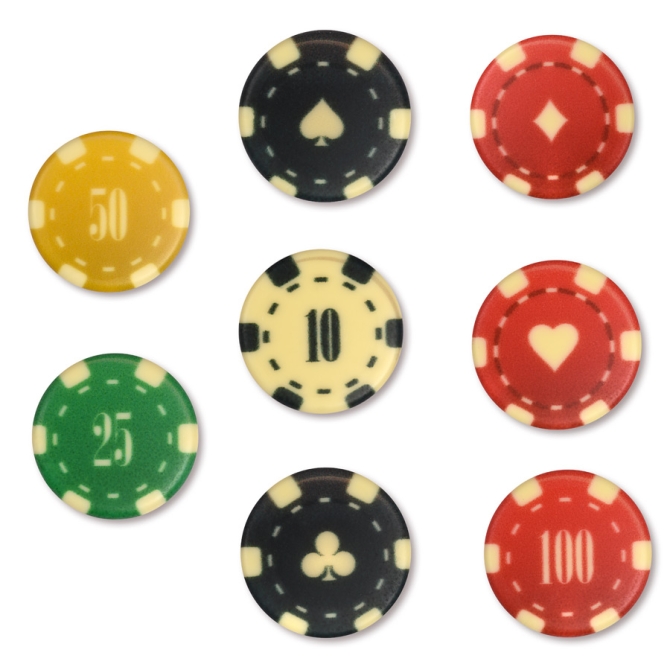 8 Fichas de Casino (3, 8 cm) - Chocolate Blanco 