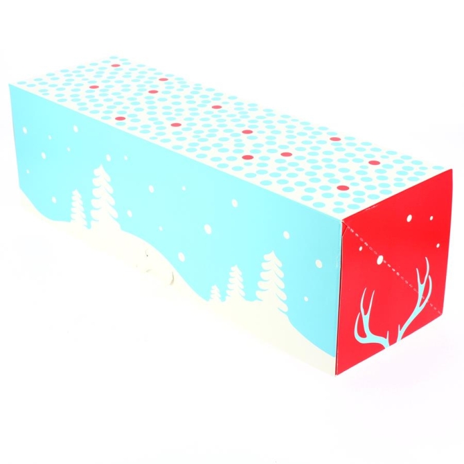 Snow Christmas Yule Log Box - 35 cm 