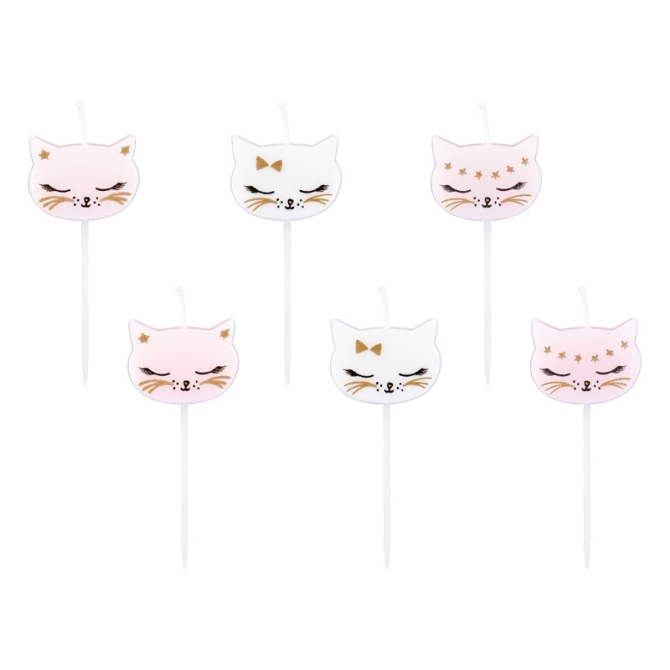 6 Mini Velas Gato Mademoiselle (7 cm) 