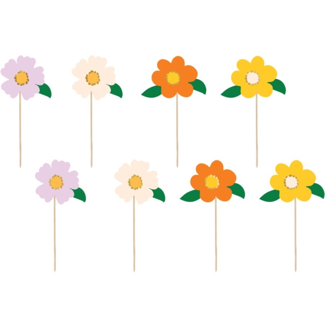 8 palillos para tartas de flores 13 cm 