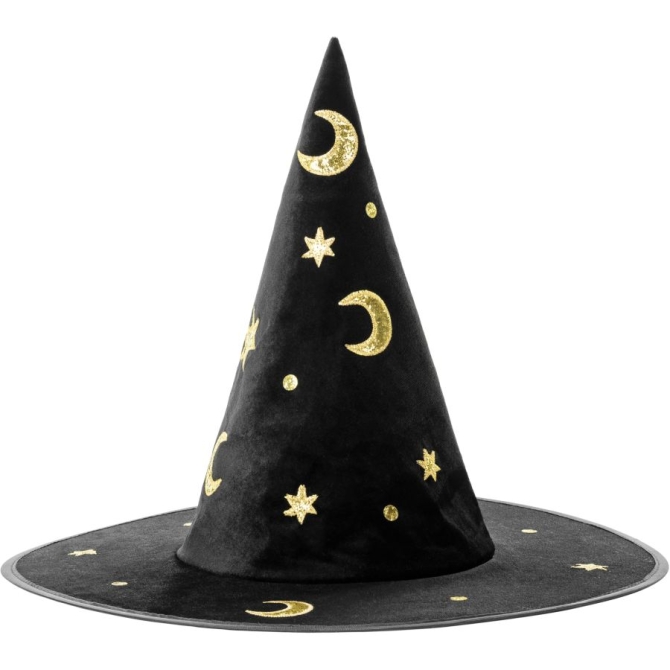 1 Sombrero de bruja Hocus Pocus - Negro / Dorado 