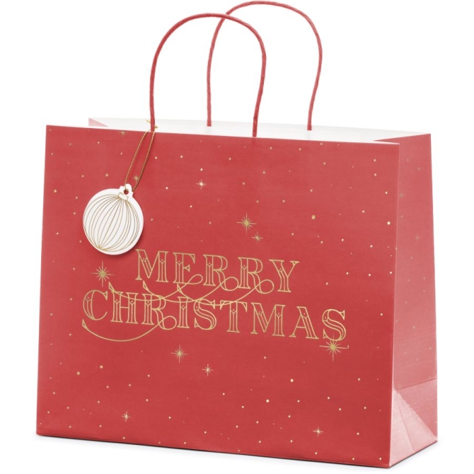 Bolsa de regalo Merry Christmas - Burdeos (20, 5 cm) 
