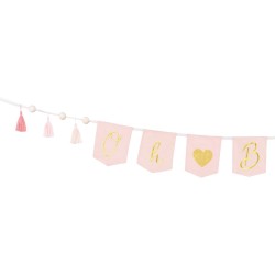 Guirnalda Oh Baby con borlas rosas - 2, 6m. n1