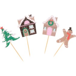 Kit de 24 moldes y decoraciones para cupcakes - Christmas Village. n1