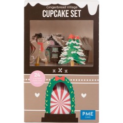 Kit de 24 moldes y decoraciones para cupcakes - Christmas Village. n3