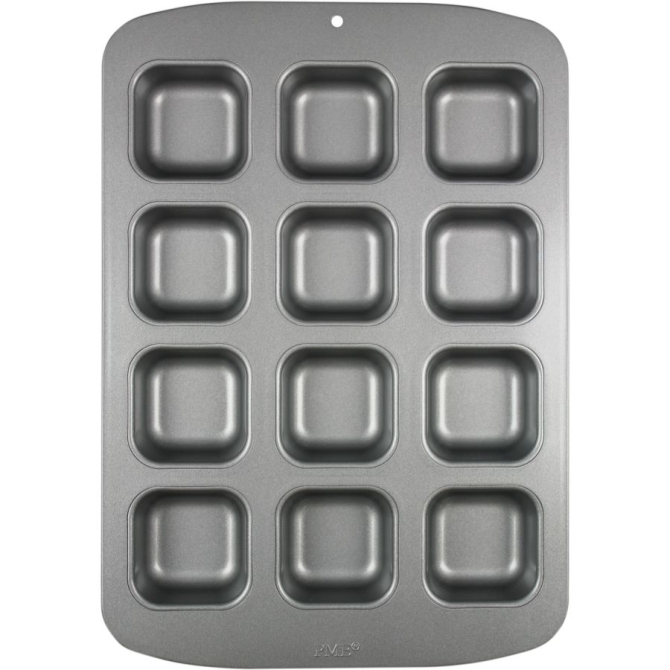 Molde Antiadherente - 12 Mini Moldes para Pasteles Cuadrados 