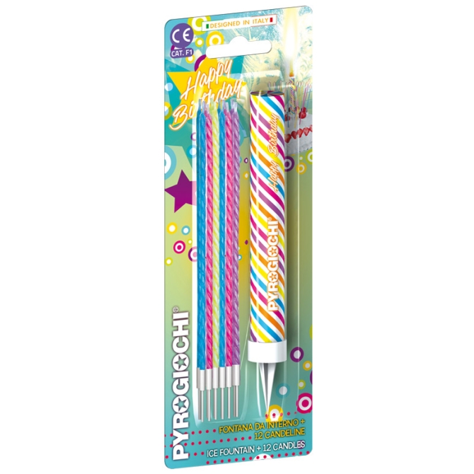 Vela Fuente Luminosa  +  12 Velas Multicolores 