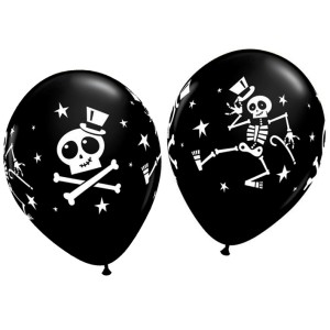 Paquete de 25 globos negros de Halloween con esqueleto danzante