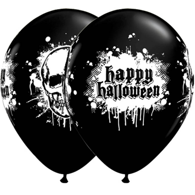 Set de 6 globos negros Happy Halloween 