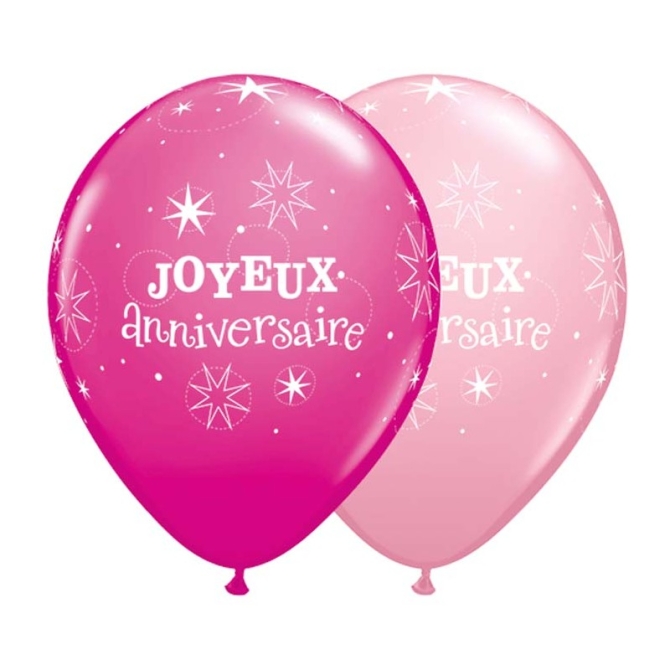 50 globos de feliz cumpleaos rosa / fucsia 