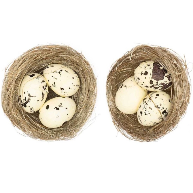 2 Nidos de Pascua ( 6, 5 cm) - Huevos Crema 