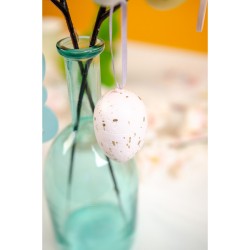 6 Huevos de Pascua colgantes (6 cm) - Dorado / Rosa. n3