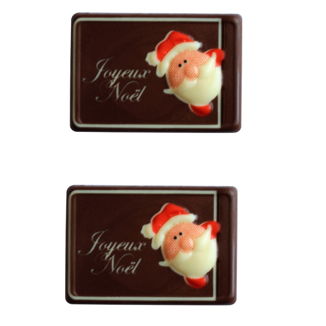 2 Obleas Feliz Navidad Papa Noel - Chocolate Negro 