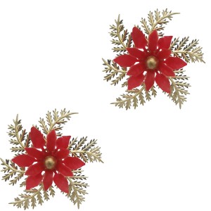 2 palillos acebo Poinsentia (6 cm) - Plstico