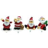 4 palillos Papa Noel Rojo (3 cm) - Poliresina