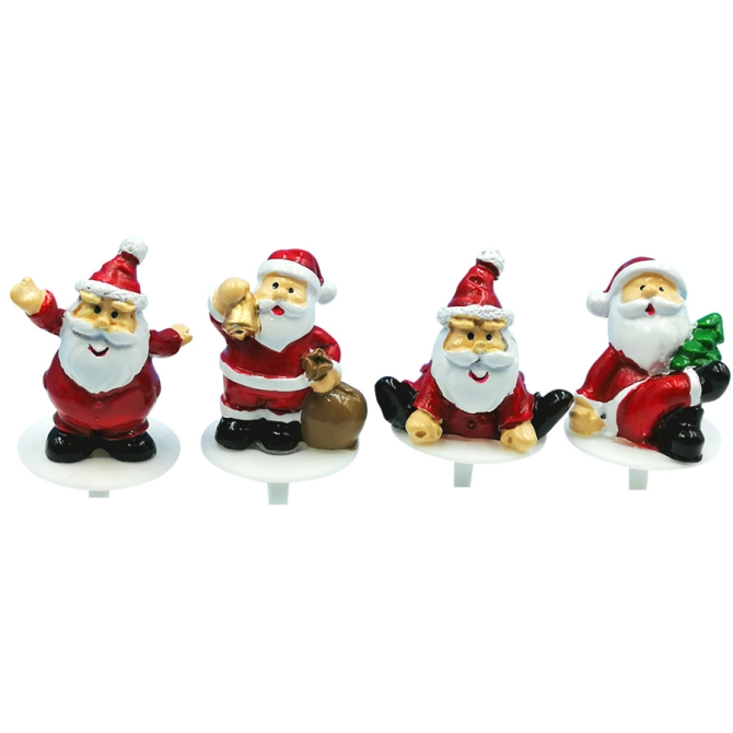 4 palillos Papa Noel Rojo (3 cm) - Poliresina 